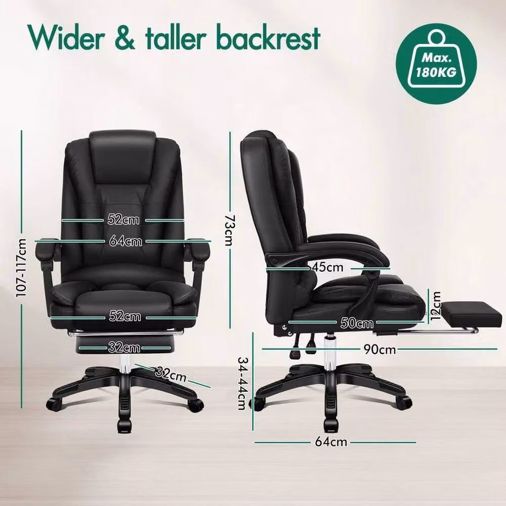 FORGEVIO Black Synthetic Leather Executive Office Chair with Massage and Heat Functions – 2