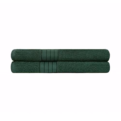 OHS Set of 2 Cotton Terry Bath Sheets in Green, W: 90 cm x L: 150 cm