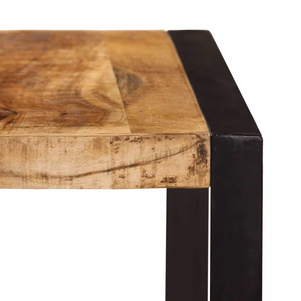 Berkfield Home Rectangular Dining Table in Brown Solid Rough Mango Wood – 3