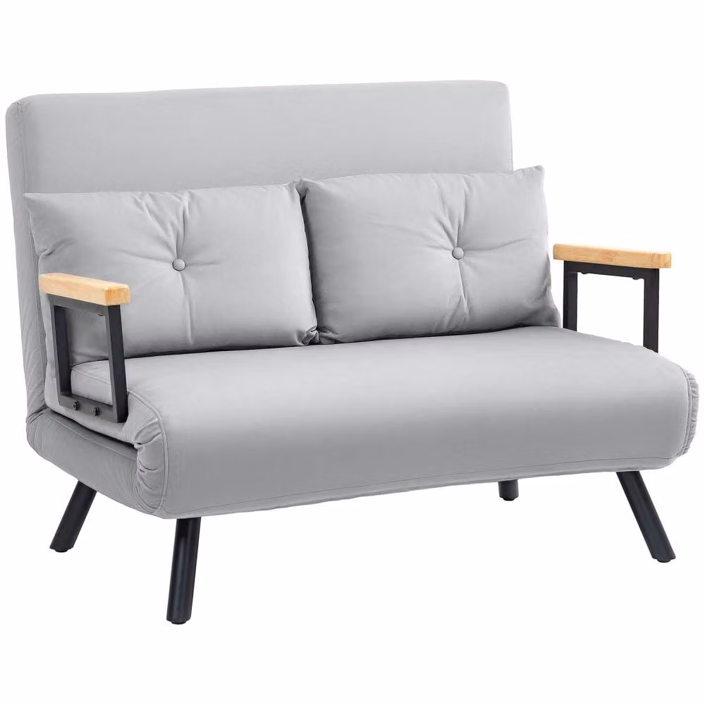Wyld Haus Pazike 4 in 1 Convertible Velvet Feel Double Sofa Bed in Grey, W/D/H: 140 x 200 x 73 cm – 2