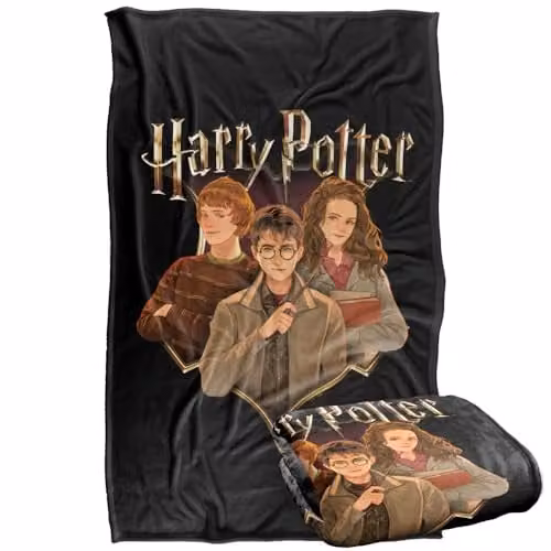 Warner Bros. Harry Potter Drawn Style Group Super Soft Fleece Throw Blanket, Multicolour, W: 91.44 cm x L: 147 cm