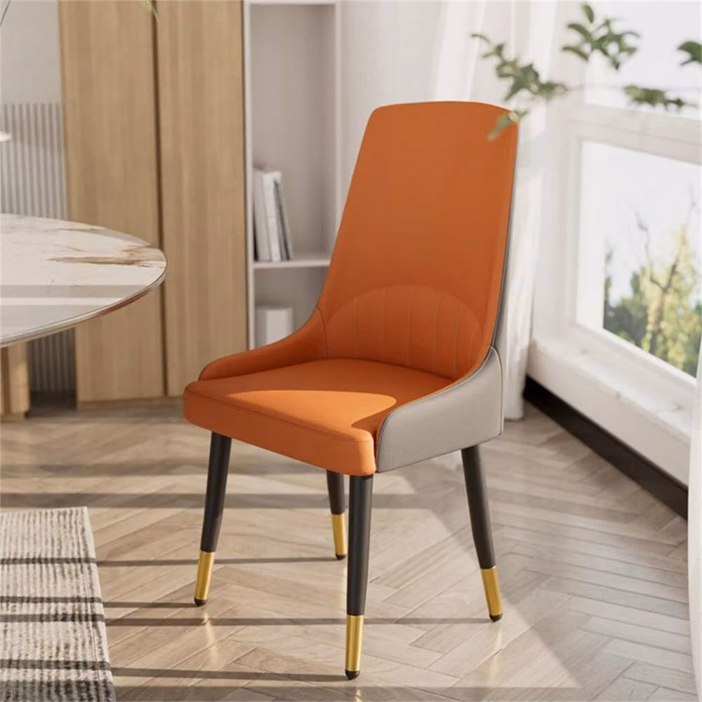 Nordara Orange Minimalist Leather Dining Chairs, Set of 2 – 3