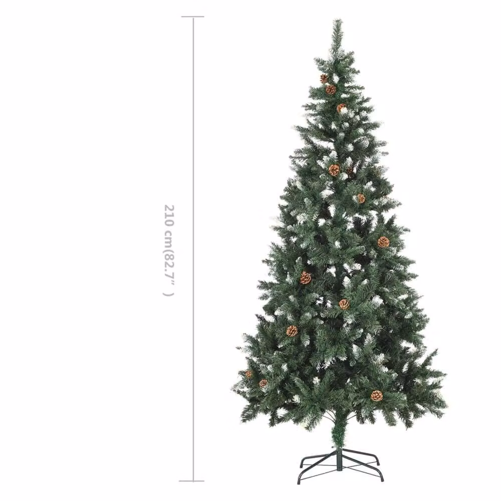 Berkfield Home Artificial Green Christmas Tree with Pine Cones and White Glitter, Height: 210 cm – 7