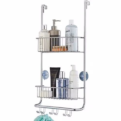 Direct Online Houseware 2 Tier Hanging Metal Shower Caddy in Silver, H 65 x W 30.5 x D 16.5 cm – 1