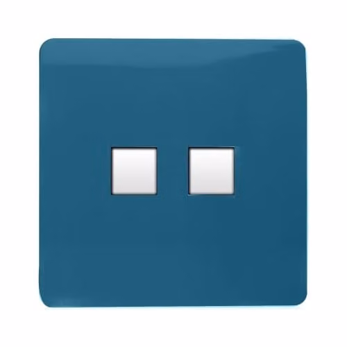 Trendi Switch 2 Gang RJ45 Cat 6 Ethernet and Telephone Secondary Sockets in Ocean Blue – 2