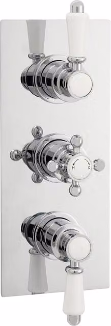 Balterley Traditional Concealed Triple Thermostatic Shower Valve with 2 Outlets in Silver and Chrome