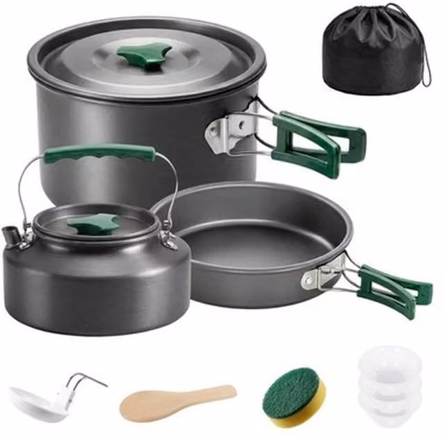 NESTLUNE Aluminium Camping Cookware Set for 2-3 People, Grey – 1