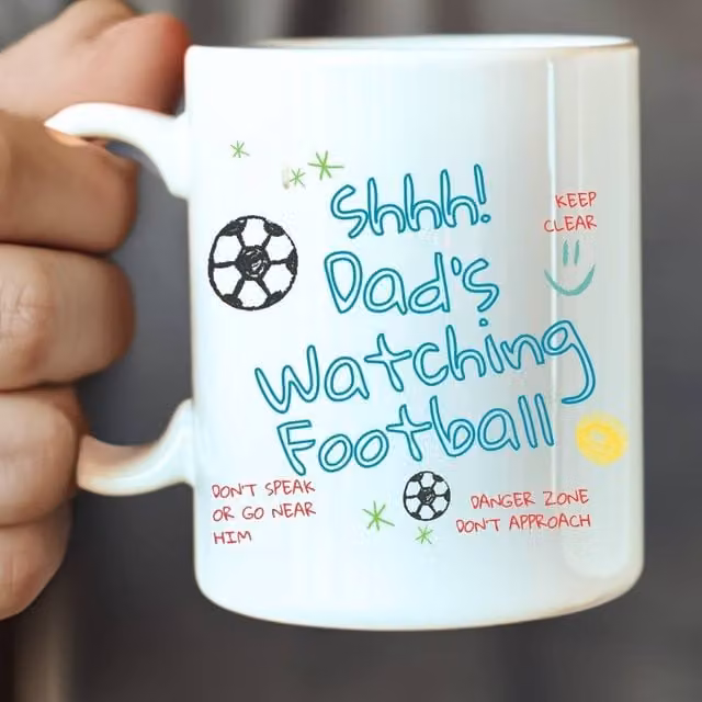 Aye Do Gifts Personalised Dad's Watching Football Ceramic Mug in White