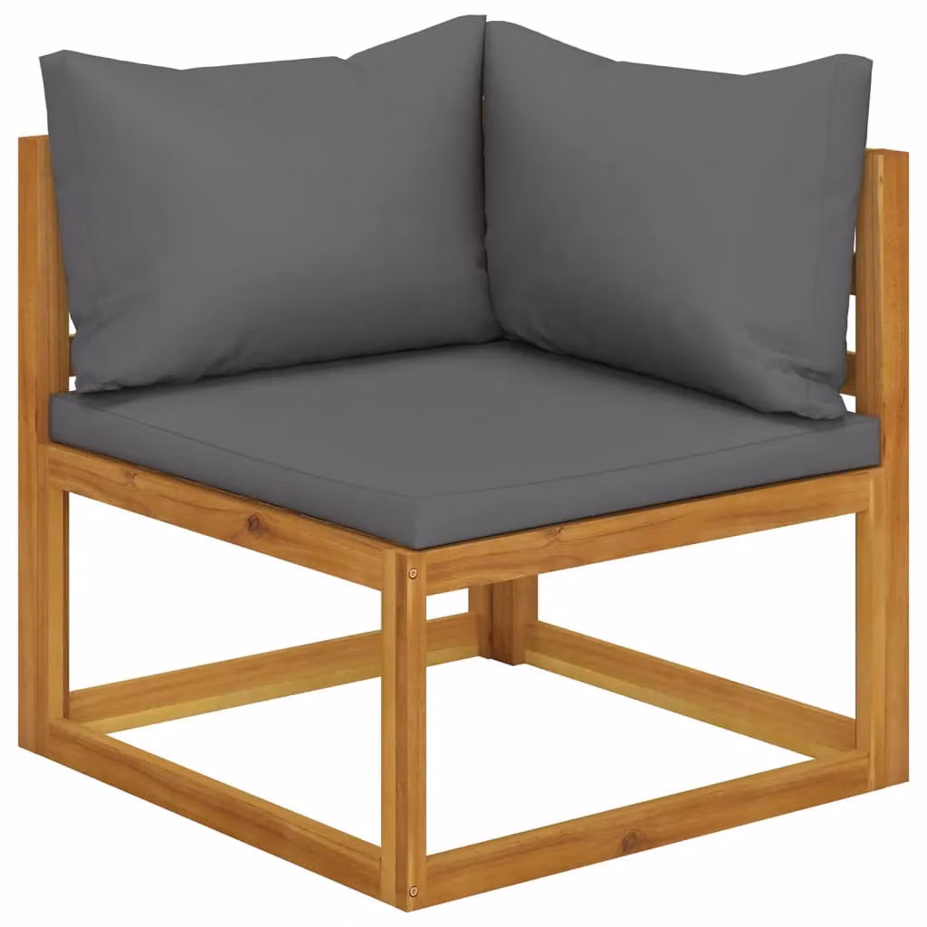 Berkfield Home 5 Piece L-Shape Garden Lounge Set with Cushions in Brown Solid Acacia Wood – 3
