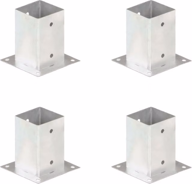 Berkfield Home Galvanised Steel Post Anchors, 4 Pack, Silver – 1