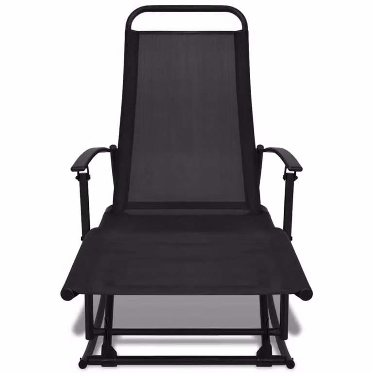 Berkfield Home Garden Black Rocking Chair with Powder Coated Steel Frame and Textilene Fabric