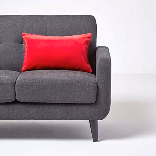 Homescapes Red Velvet Cushion Cover, Plain Rectangular Cotton Velvet Scatter Pillow, W/D/H: 50 x 30 x 0 cm – 3