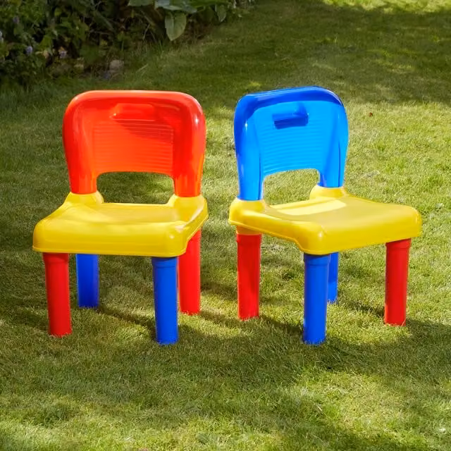 Liberty House Toys Kids Plastic 2 Chair Set in Blue, Red and Yellow