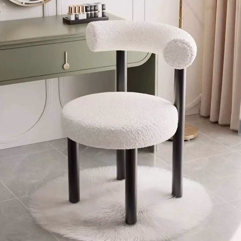 VOGREX Soft Vanity Chair with Backrest in White – 4