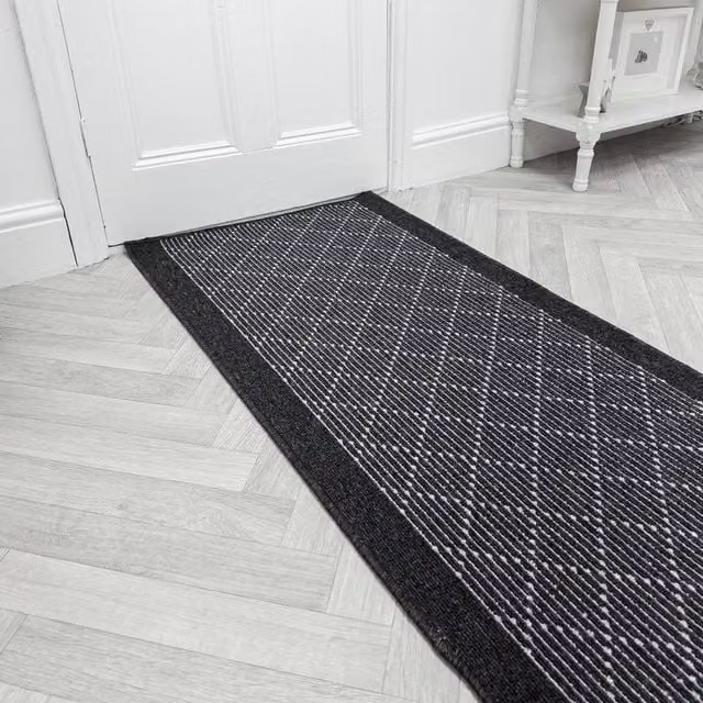 runrug Boulevard Non-Slip Hardwearing Hallway Runner Rug in Black, W: 80 cm, L: 420 cm – 1