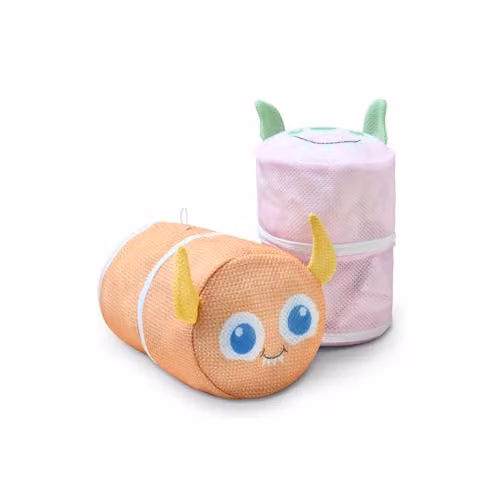 Swan x Lynsey TV Queen of Clean Set of 2 Monster Laundry and Storage Mesh Bags in Pink and Orange