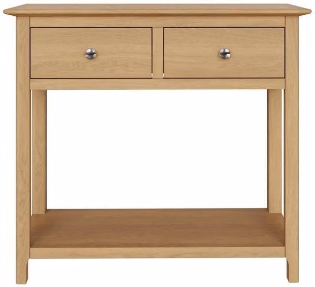 KORVIXA 2 Drawer Console Table in Natural Oak Finish, W/D/H: 100 x 100 x 100 cm – 1