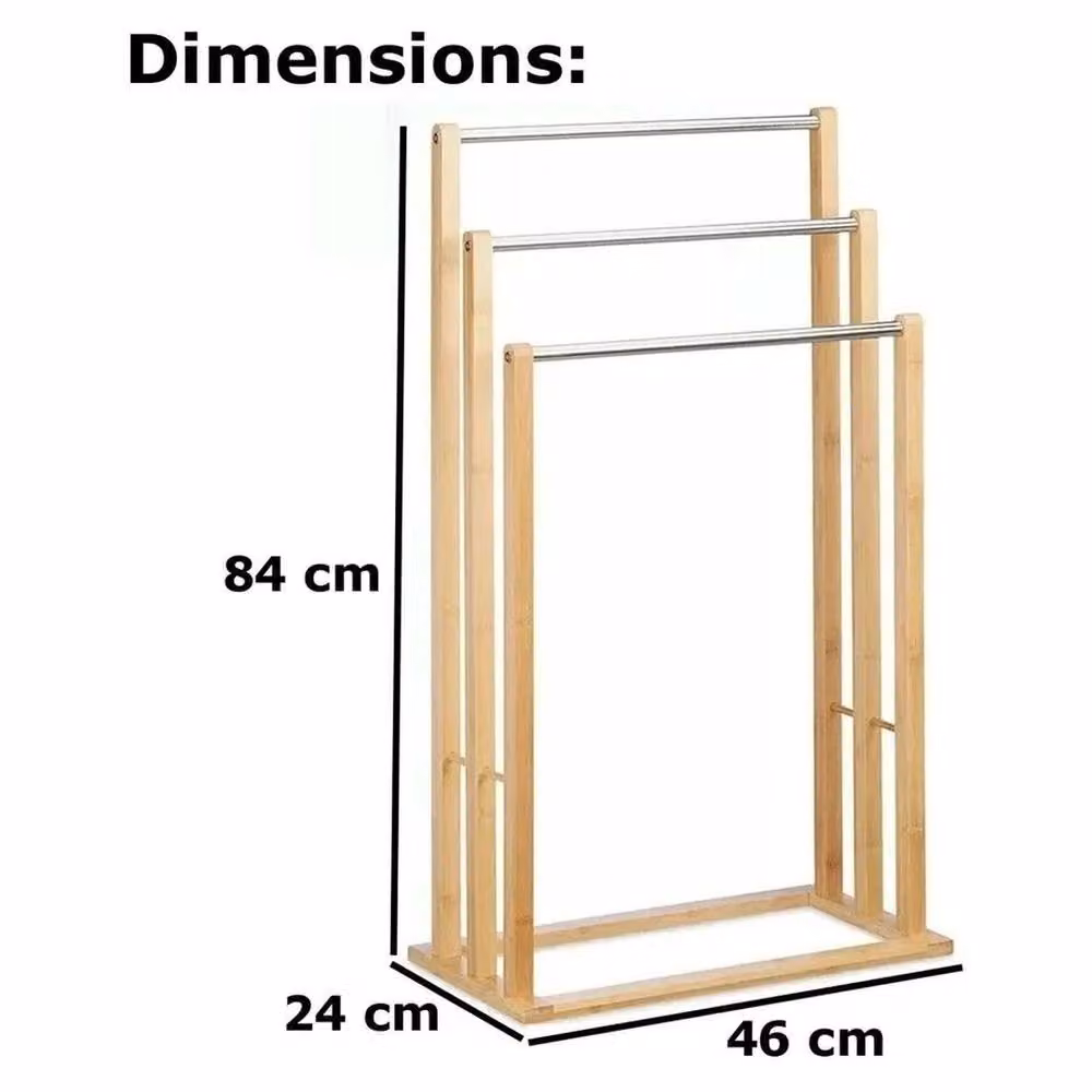 EONLION Freestanding Bamboo Wooden Towel Holder in Brown – 2