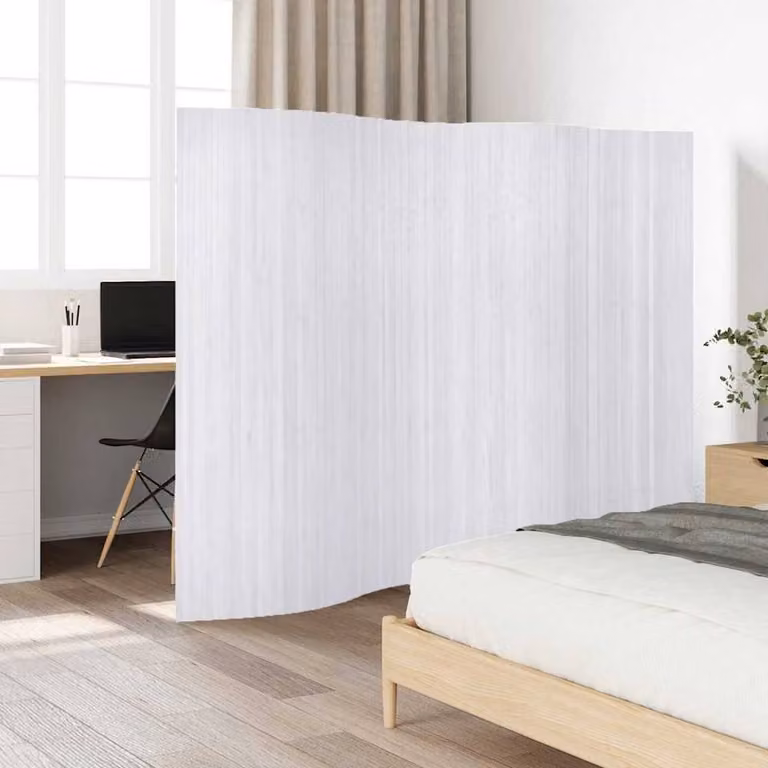Berkfield Home Bamboo Room Divider in White, W: 250 cm, H: 165 cm