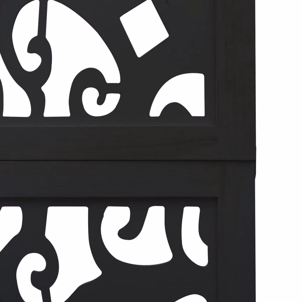 Berkfield Home 5-Panel Room Divider in Black Solid Paulownia Wood – 5