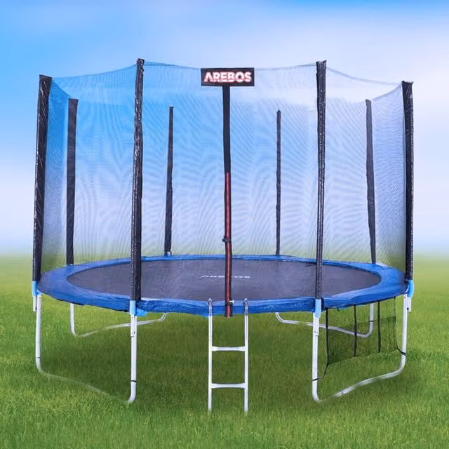 AREBOS Blue Trampoline Edge Cover and Net for 8 Poles, 305 cm, PVC