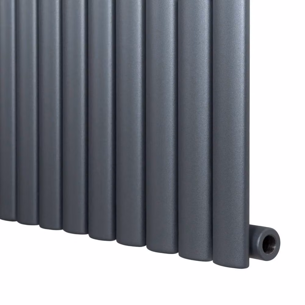 Monstershop Oval Single Column Steel Radiator in Anthracite Grey, W/H: 60 x 60 cm – 7