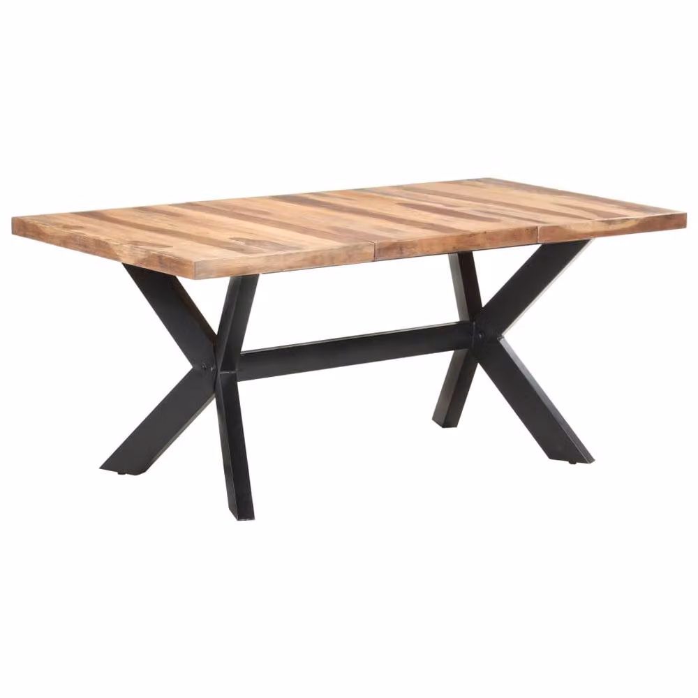 Berkfield Home Rectangular Solid Wood Dining Table in Brown, W/D/H: 180 x 90 x 75 cm – 2