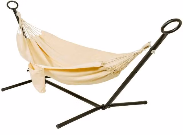 Primrose Ivory Double Outdoor Garden Hammock with Powder Coated Steel Stand