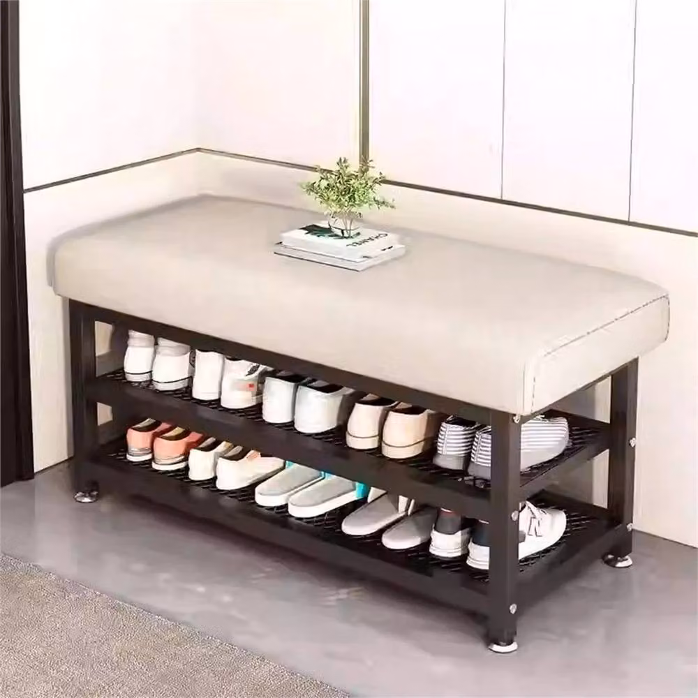 EONLION White Shoe Storage Cabinet Bench with Padded Cushion Seat – 3