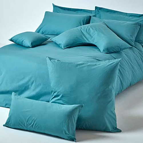 Homescapes Petrol Blue Egyptian Cotton Percale Pillowcase with Zip, W/D/H: 40 x 40 cm, 200 TC – 2