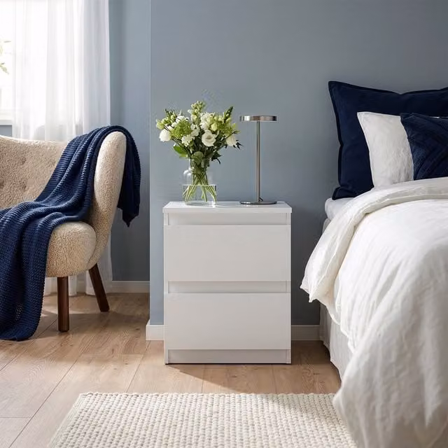 Furniture To Go Edmore 2 Drawer Bedside Table in White