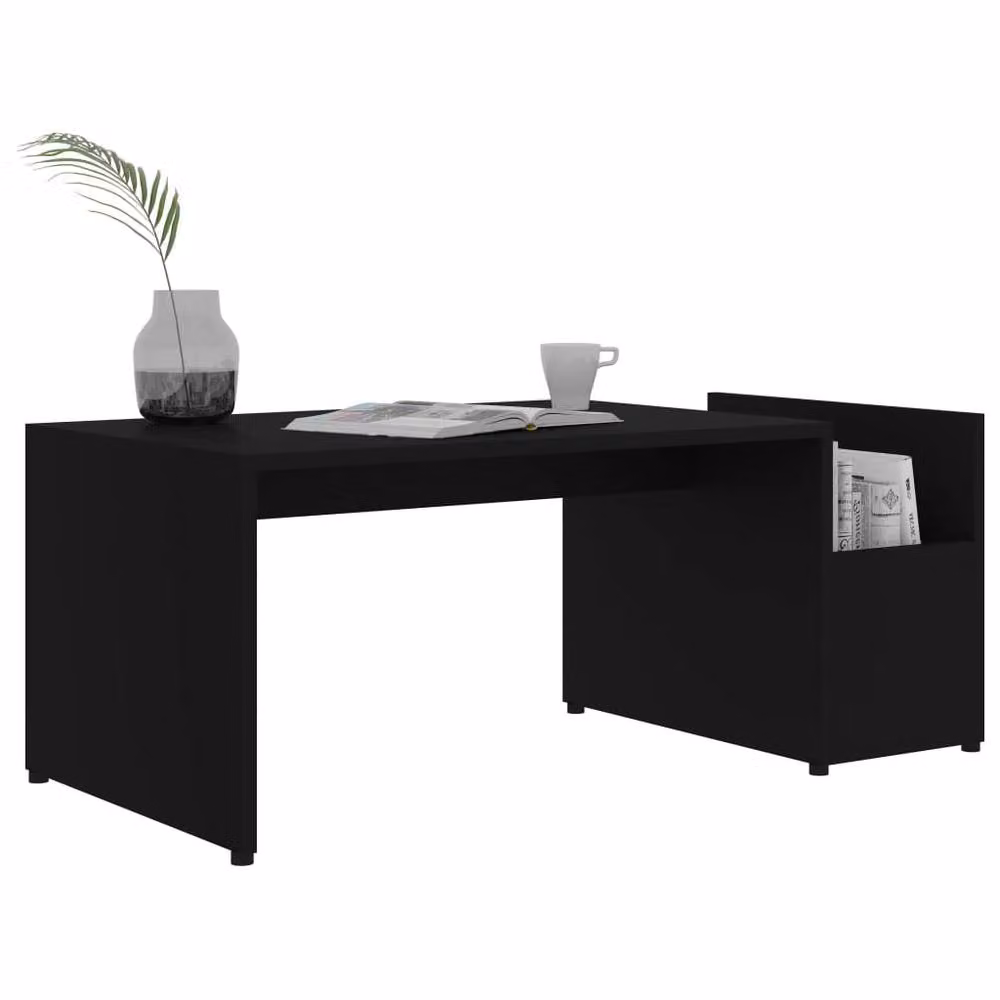 Berkfield Home Black Geometric Coffee Table in Matt Engineered Wood W/D/H: 90 x 45 x 35 cm – 3