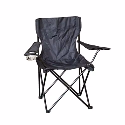 Samuel ALEXANDER Black Lightweight Foldable Canvas Outdoor Chair with Cup Holder and Armrests – 2