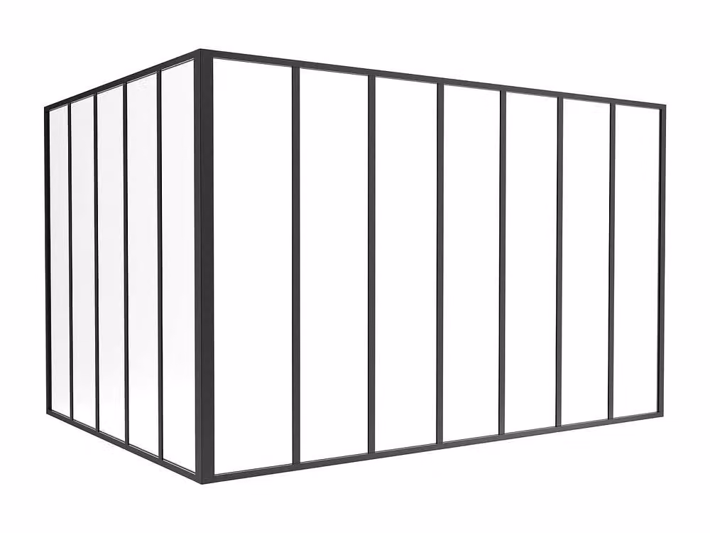 Vente-unique Corner Studio Glass Panelling in Powder-Coated Aluminium, Black, W: 150 cm, H: 210 cm – 2