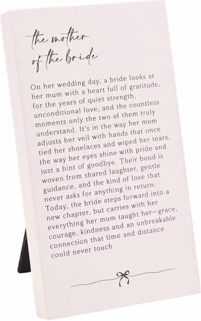 Amore by Juliana Mother of the Bride Wedding Gift Verse Plaque in White