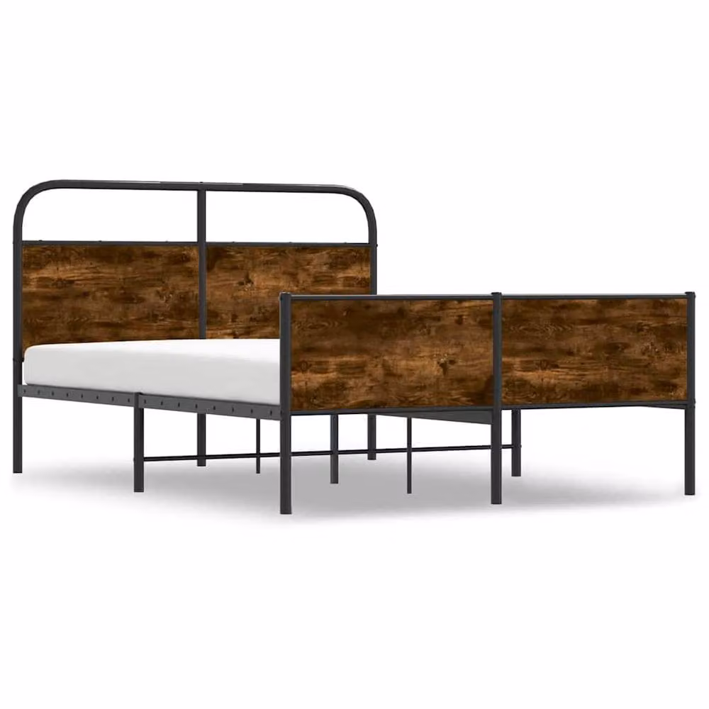 Berkfield Home Small Double Bed Frame in Sonoma Oak and Brown Engineered Wood, W/D/H: 120 x 200 cm – 3