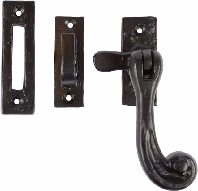 Hammer and Tongs Rustic Right Handed Window Fastener, Black, Iron, 45 x 110 mm