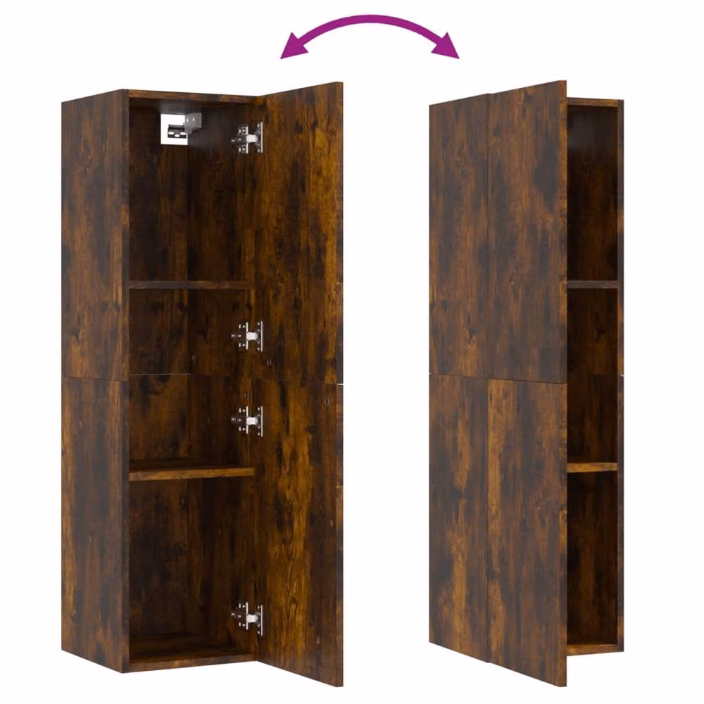 Berkfield Home Wall-mounted TV Cabinet in Smoked Oak Brown, W: 30.5 cm, D: 30 cm, H: 110 cm – 5