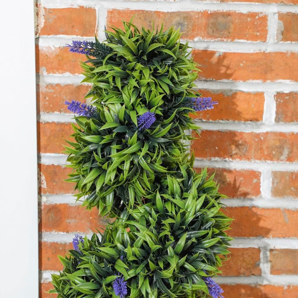 Wyld Haus Ribara Set of 2 Green Artificial Lavender Topiary Trees, Height: 115 cm – 6