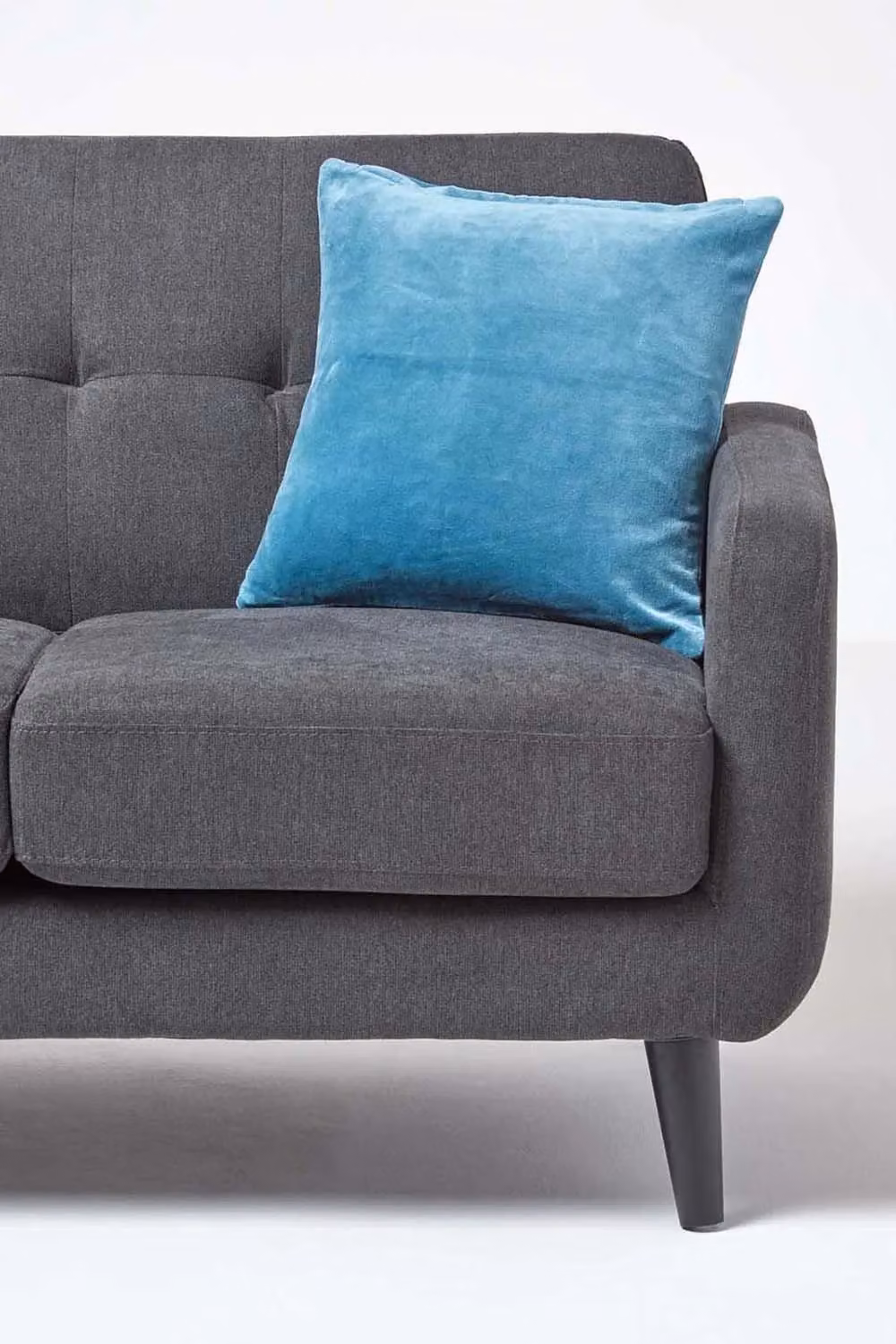 Homescapes Set of 2 Blue Cotton Velvet Square Cushion Covers, W/D/H: 40 x 40 x 40 cm – 3
