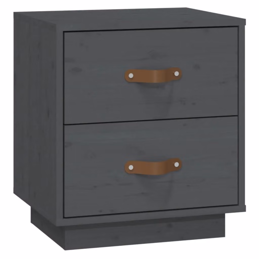Berkfield Home Grey Solid Wood Pine Bedside Cabinet, W/D/H: 40 x 34 x 45 cm – 2