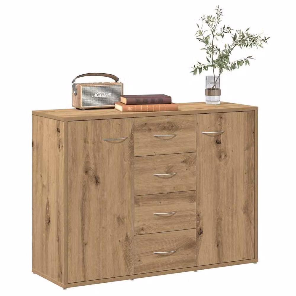 Berkfield Home Artisan Oak Sideboard in Brown, W/D/H: 88 x 30 x 64 cm – 3