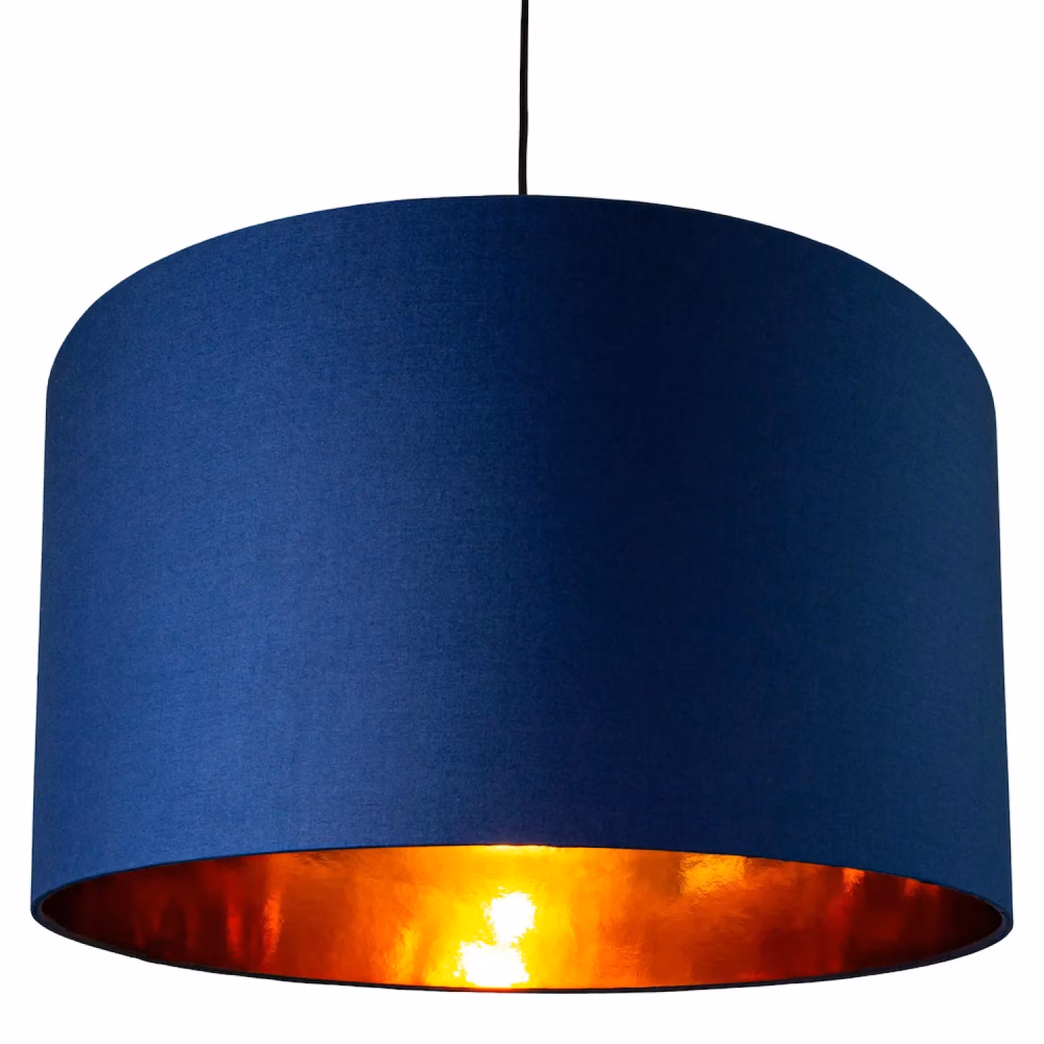 Happy Homewares Contemporary Round Cotton Lamp Shade in Midnight Blue with Shiny Paper Inner, Diameter: 40.64 cm – 2