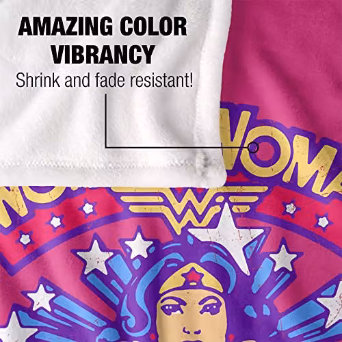 Warner Brothers Wonder Woman Silky Touch Super Soft Fleece Throw Blanket in White and Multicolour, W/D/H: 152 x 127 cm – 3