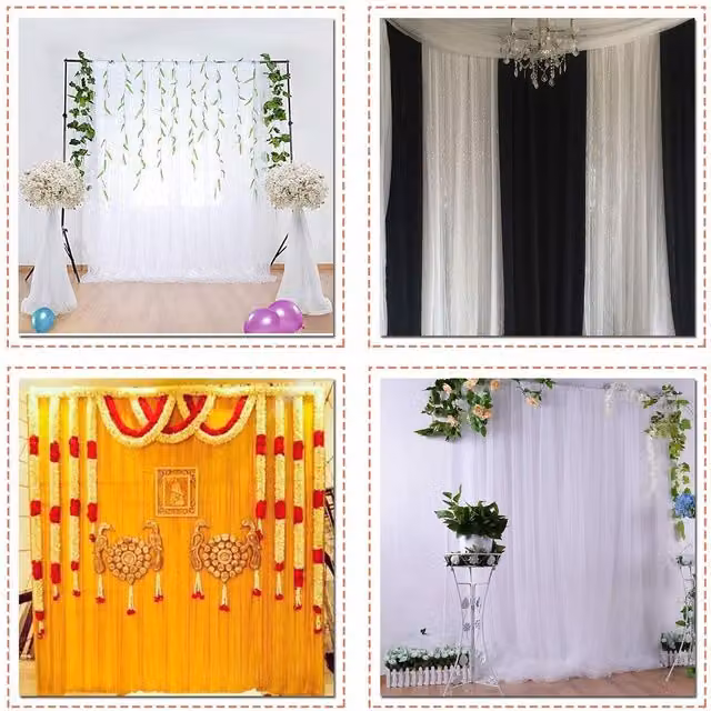 Trimming Shop Red Wrinkle-Free Ice Silk Polyester Backdrop, W: 300 cm, H: 300 cm