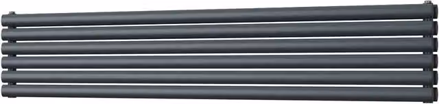 Omeara Axis Anthracite Double Panel Horizontal Radiator W: 180 cm, H: 34.8 cm, D: 34.8 cm