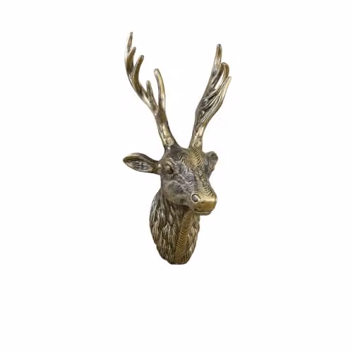 Melody Maison Antique Gold Metal Wall Mounted Animal Head Decor – 2