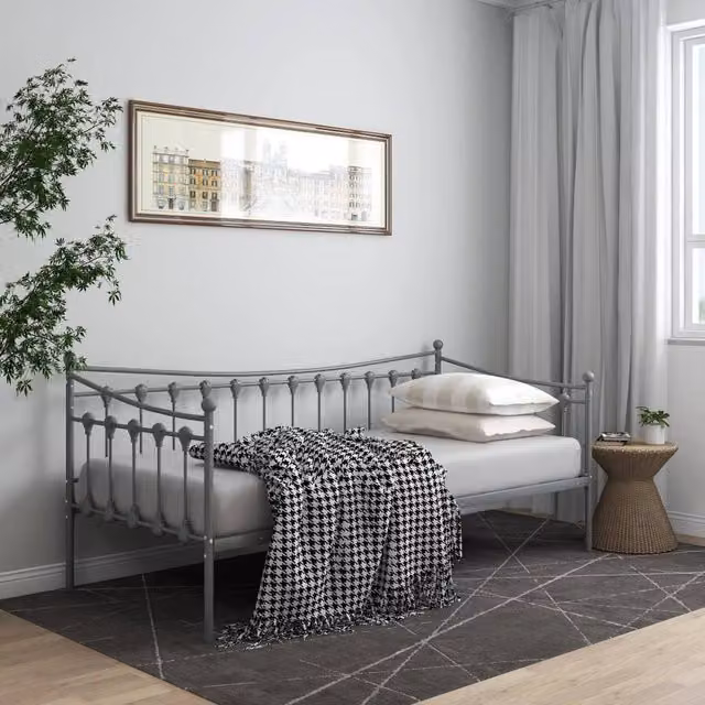 Berkfield Home Grey Metal Sofa Bed Frame W/D/H: 90 x 200 cm