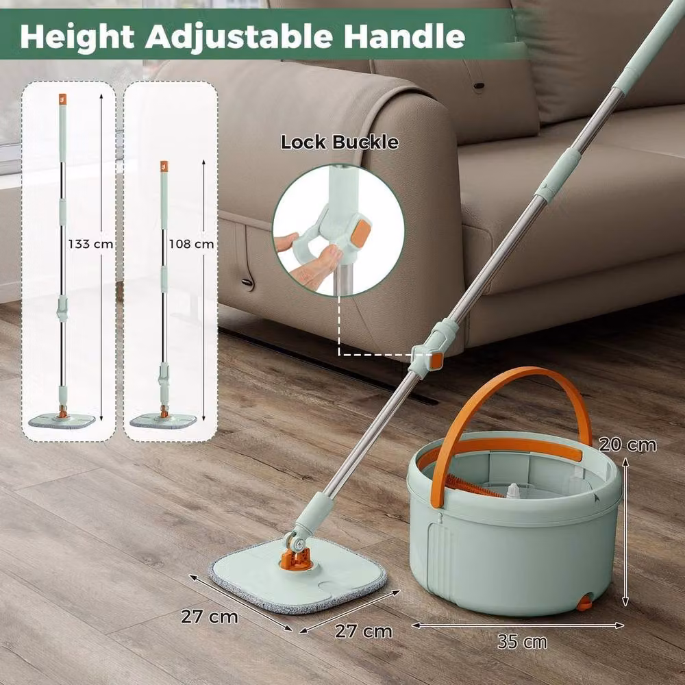 Kelvenix Green Wet and Dry Floor Cleaning Mop System with Microfibre and Telescopic Handle, W: 60 cm, H: 100 cm – 2