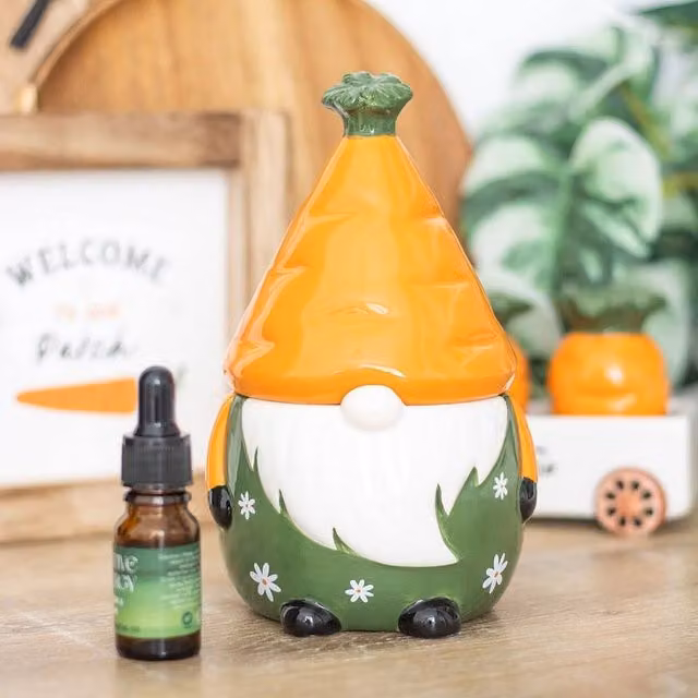 Uniqueful Carrot Patch Gonk Ceramic Tealight Oil Burner in Multicolour